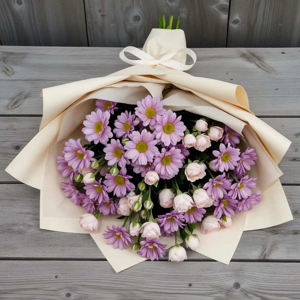 Букет цветов из: Розы и Хризантемы в Егерухай