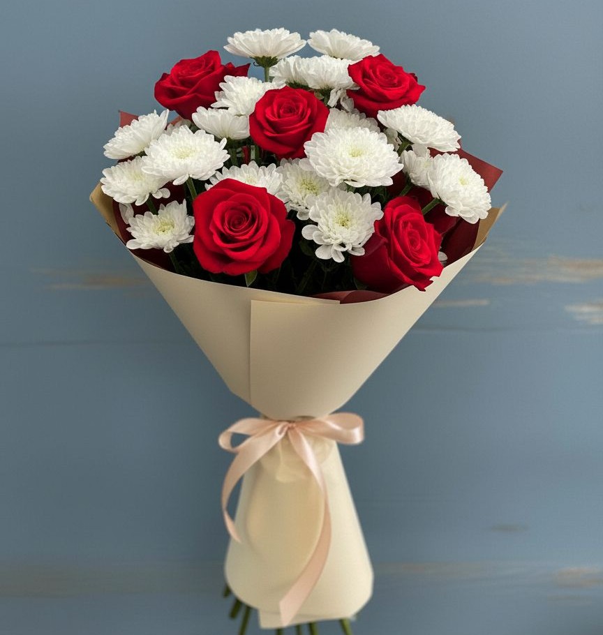 Букет цветов из: Розы и Хризантемы в Егерухай