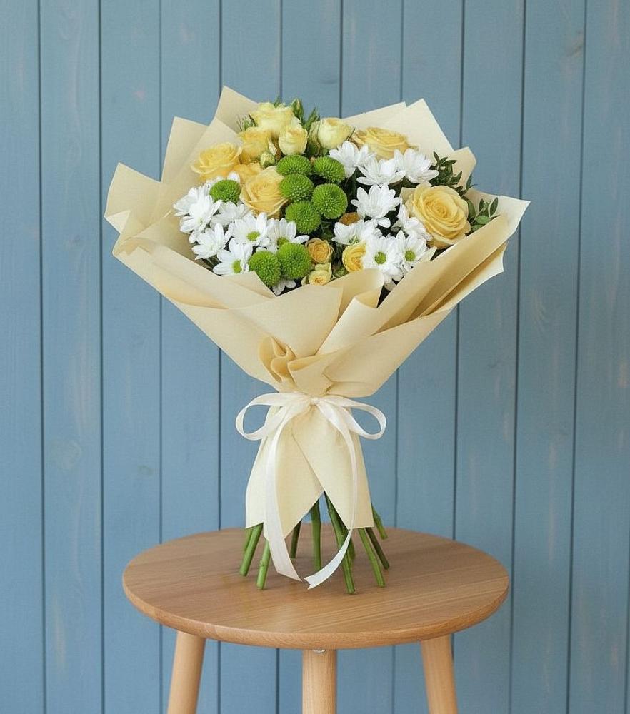 Букет цветов из: Хризантемы и Розы в Егерухай