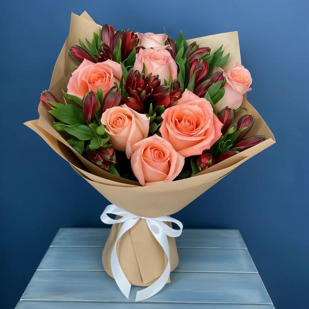 Букет цветов из: Розы и Альстромерии в Егерухай