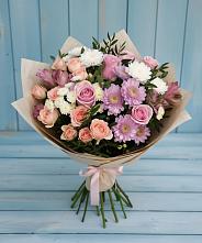 Букет цветов из:  Хризантемы, Розы и Альстромерии в Егерухай